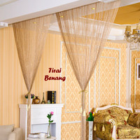 Jual Home Tool Tirai Benang Motif Polos Coklat Gold (Motif P Cs Murah