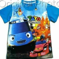 OBRAL!!! KAOS ANAK SIZE 7-10 TAYO THE LITTLE BUS PRINTING BLUE 2 | AOS