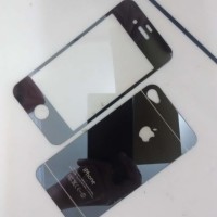 Jual TERMURAH Iphone 4/4S Black Tempered Glass Mirror Antigores Kaca Warna Murah