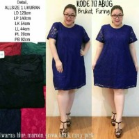 Jual dress terusan brukat furing kode 717 abug jumbo big size ld 128cm Murah