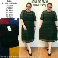 Jual dress terusan brukat furing jumbo kode 910 abuh big size ld 122cm Murah