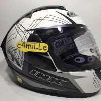 HELM INK CL MAX MOTIF #3 WHITE SILVER GUN METAL FULL FACE