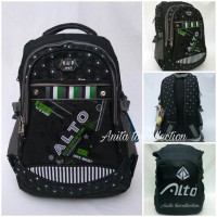 Tas Alto Import Ori / Ransel Laptop Hitam Abu + Rain Coat / Bag Cover