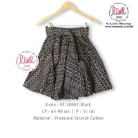 Jual Rok Batik Wanita/Bawahan Batik Cewek/Midi Flare Skirt/Batik Hitam Murah