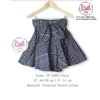 Jual Rok Batik Wanita/Bawahan Batik Cewek/Midi Flare Skirt/Batik Biru Navy Murah