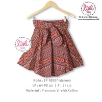 Jual Rok Batik Wanita/Bawahan Batik Cewek/Midi Flare Skirt/Batik Merah Murah