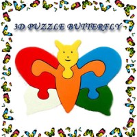 Jual Mainan Edukatif / Edukasi Anak - Balok Kayu - 3D Puzzle Kupu Kupu Murah