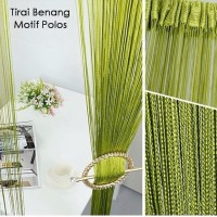Jual DAPATKAN HARGA SPECIAL Tirai Benang Motif Polos HIJAU Motif polos leb Murah
