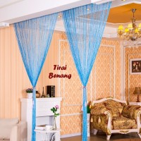 Jual DAPATKAN HARGA TERMURAH Tirai Benang Motif Polos BIRU MUDA Motif polo Murah