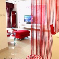 Jual DAPATKAN HARGA TERLARIS Tirai Benang Motif Polos MERAH Motif polos le Murah