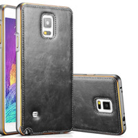 LEATHER SLIDING Samsung Galaxy Note 4 bumper back cover case casing