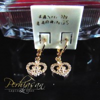 Anting Lapis Emas 22 Karat Love Permata |Kado Ultah |Kado Wisuda Unik