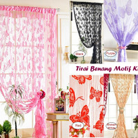 Jual Rumah Tangga Tirai Benang Motif Kupu-kupu (Tirai B Cs Murah