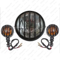 Paket Reflektor - Head Lamp - Lampu Depan + Sen Tralis Motor Custom Ht