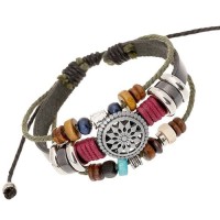 Jual Gelang Kulit Model Bohemian Wooden Bead Murah