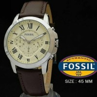 Jam Tangan Pria / Cowok Fossil Mirror Leather / Kulit Coklat Tua