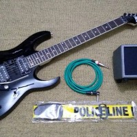 Gitar Ibanez RG 320 hitam + ampli + kabel jack + strap