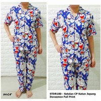 Setelan Baju Wanita Piyama Baju Tidur Kancing Depan Blue Dora