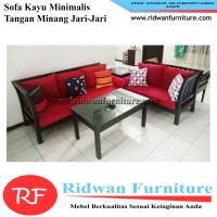 Jual Sofa Kayu Kursi 3+2 Minimalis Tangan Minang Jari-Jari+Meja Tamu+Sudut Murah