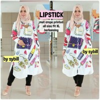 Atasan Wanita Blouse kemeja Tunik lipstik Lengan Panjang XL putih