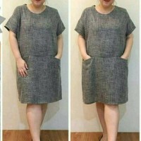 merah abu biru hitam dress midi polos gaun baju wanita xxl xxxl xxxxl