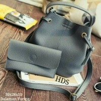 Tas Dan Dompet Wanita Import Set Untuk Ke Pesta & Kondangan - Grey