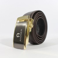 IKAT PINGGANG DISTRO TERMURAH GESPER REL KULIT AIGNER GOLD COKLAT IMP