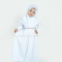 Baju muslim/gamis anak perempuan warna putih untuk manasik | Termurah