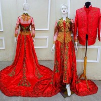 KEBAYA EKOR SATIN COUPLE BAJU PENGANTIN FREE ROK KAMISOL & SELOP
