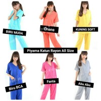 Piyama Baju Tidur Wanita Katun Rayon All Size Aneka Warna