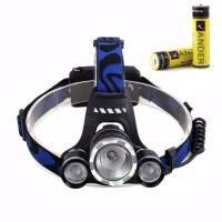 Headlamp 3 mata cas T6 LED - senter 3 lampu charge batere dan charger