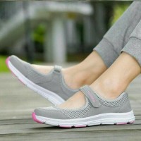 GROSIR SEPATU WANITA PEREMPUAN FLAT SHOES SLIPON KETS CASUAL ABU