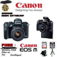 kamera canon eos M5 kit 15-45mm stm paketan lengkap (garansi resmi)