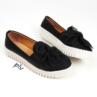 SEPATU GROSIR CEWE BRANDED DISKON KETS SLIP ON WANITA TWIST BOW HITAM