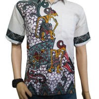 Jual hem batik wayang putih 2 Murah