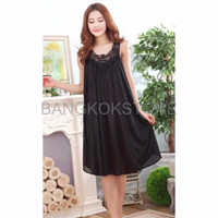 HOT ITEM Baju Tidur Daster Sleeveless Elegan Sleepwear Wanita Satin