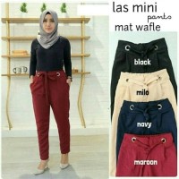 celana panjang jogger wanita las mini pants bahan waffle santai kuliah