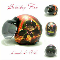 Jual Helm Anak Retro Klasik-Motif Boboboi Fire-Termurah