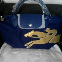 Tas longchamp biru motif