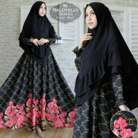 TERBARU gamis maxi dres syari balotelly gucci hitam baju pesta muslim