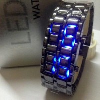 Jual Jam Tangan Iron Samurai Metal Black LED Blue Murah