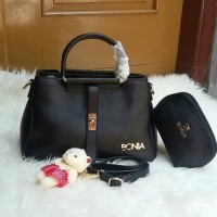 Tas Bonia Hitam Semi ORI Taiga 3 Ruang Berkualitas