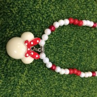 Jual Kalung Karet Anak Charm Resin Disney Minnie Mouse Red Ribbon Necklace Murah