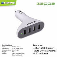Jual Hippo Car Charger Zappa SP 4 Port USB 8.4A Murah