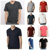 Jual Kaos Oblong Polos Lengan Pendek V-Neck Unisex T-Shirt Murah