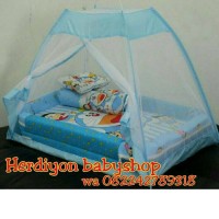 SET KASUR BAYI TENDA KELAMBU BANTAL GULING KARAKTER DORAEMON