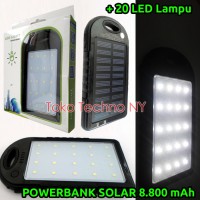 Jual POWERBANK SOLAR CELL + 20 LED LAMPU EMERGENCY Murah