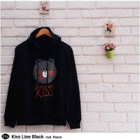 Jual Atasan Wanita Sweater Cewek Fleece Hitam Murah Terbaru Kiss Line Black Murah