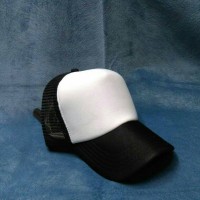 topi jaring polos kombinasi putih hitam