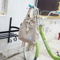 Jual Backpack Tas ransel serut kanvas wanita 2 way - tote bag canvas import Murah